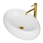 Valamu t&ouml;&ouml;laud ovaalne valge keraamiline vannitoa valamu 61x41 Granitan