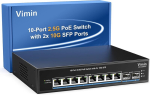 8 pordiga 2.5g poe haldamata l&uuml;liti 2x 10gbps sfp-ga, vimin 10x 2.5g base-t poe pordid, 10g sfp poe l&uuml;liti 80gbps etherneti l&uuml;litusv&otilde;imsusega, ieee802.3af/at, 130w, vlan, metallkorpus, ventilaatorita