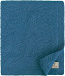 Linen & Cotton Lilou roomamismatt, kootud villane tekk poistele t&uuml;drukutele - 100% puhas Uus-meremaa vill, sinine (120 x 150 cm) beebitekk vankrisse, beebivoodisse / pehme tekk beebile, suur kootud / laste