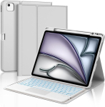 Jademall Klaviatuur Ipad Pro 13 - Juhtmevaba klaviatuur valgustuse ja puuteplaadiga Ipad Pro 13 M4 2024 jaoks, kaitse&uuml;mbris pliiatsi hoidjaga, Qwertz saksa