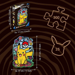 Ravensburger puidust pusle 12000761 - Pikachu - 300 t&uuml;kiline kontuuriga puidust pusle vastupidavate, eraldi puslet&uuml;kkide ja 25 v&auml;ikese puidust kujukesega = Whimsies, pokemonide f&auml;nnidele alates 12. eluaastast