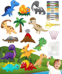 Laste &otilde;mbluskomplekt, dinosauruste loomakujud, vildist &otilde;mblemine lastele alates 6. eluaastast, loomade &otilde;mbluskomplekt, vildist k&auml;sit&ouml;&ouml;komplekt, tikkimiskomplekt, laste &otilde;mbluskomplekt, kunstik&auml;sit&ouml;&ouml; loomingulistele algajatele, vilt
