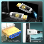 Feizlink 8k Hdmi optiline kaabel 8 m, Hdmi 2.1 kaabel 48 Gbps High-speed, 8k @ 60 Hz 4k @ 120 Hz Dynamic Hdr Earc Dolby, &uuml;hildub Blu-ray/tv Box/hdtv/projektori/m&auml;ngukonsooli/avr-iga