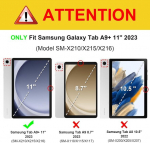Vaitasy &uuml;mbris samsung galaxy tab a9+ 11 tolli 2023 sm-x210/x215/x216 jaoks, armas kassi silueti mustriga pu nahast mitme nurga all folio kaitse&uuml;mbris galaxy tab a9+ jaoks, roheline