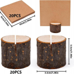 Fahibin 40 tk rustikaalsete puidust kohakaardi hoidjate komplekt, men&uuml;&uuml;kaardi hoidja, kohakaardi hoidja, puit, rustikaalsete kaartide fotode hoidja, memodele, postkaardihoidjad (20 hoidjat + 20 paberkaarti)