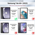 Easyacc klaviatuurikohver, &uuml;hilduv Samsung Galaxy Tab А9+ 2023 Sm-x210/x215/x216 11-tollise tahvelarvutiga, kaitsekilega, [hispaania klaviatuur], eemaldatav klaviatuuri kaitse&uuml;mbris pliiatsihoidjaga, must