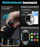 Sunkta meeste nutikell led-taskulambiga, 2,13-tolline amoled fitnessikell 450 mah suure akuga, 5 atm veekindel, 113 spordirežiimi, s&uuml;dame l&ouml;&ouml;gisageduse/sammulugeja/spo2/une j&auml;lgimine, android/ios, 2 k&auml;epaela