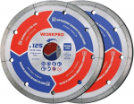 Workpro professionaalsed teemantl&otilde;ikekettad 125 mm x 22,23 mm, 2 tk, 1,2 mm &uuml;li&otilde;huke teemantketas keraamika ja plaatide kuiv- ja m&auml;rgsaagimiseks, &uuml;hildub nurklihvijatega