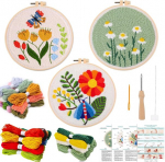 Allinkit 3-osaline punch needle komplekt, punch needle komplekt t&auml;iskasvanutele ja algajatele, punch needle stardikomplekt koos punch needle kangaga, l&otilde;ngade, tikkimisraami ja &otilde;mblusn&otilde;eltega