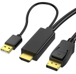 Reagle hdmi-displayport kaabel 4k 60hz - &uuml;hekordne edastus, plug & play, usb-a toiteplokk, &uuml;limalt k&otilde;rge resolutsioon m&auml;ngimiseks, kodukontorisse ja multimeediale - 1.8 m