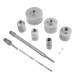 10-osaline puuriterade komplekt, 110 mm tct s&uuml;damikpuur betoonile koos juhtpuuriga, 350 mm vars, 300 mm sds plus pikendusv&otilde;ll, 35 mm 40 mm 50 mm 65 mm 82 mm