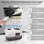 Hoapin kaasaskantav aurupuhasti 2500 W 1000 ml k&auml;eshoitav aurupuhasti 6 kiirusega, reguleeritav ja 5 t&uuml;&uuml;pi harjapeadega k&ouml;&ouml;gim&ouml;&ouml;blile, p&otilde;randale, vannitoale, autole, aknale