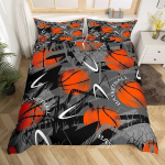 Korvpalli tekikott spordivoodipesu 140 x 200 cm 3d pall punane hall voodipesu poistele t&uuml;drukutele teismelistele magamistoa kaunistamiseks v&otilde;istlusm&auml;ngud 1 padjap&uuml;&uuml;riga