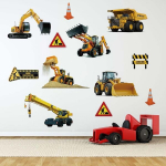 Runtoo seinakleebis ekskavaator ja traktor laste tuppa 3d seinakleebised s&otilde;idukid auto beebitoa poiste m&auml;ngutoa seinakaunistus