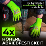 Mk-glove meeste helkuriga t&ouml;&ouml;kindad kareda latekskattega (6 paari) - kaitsekindad ehitusplatsile ja t&ouml;&ouml;kotta - vastupidavad aiat&ouml;&ouml;kindad - 9 - l - neoon