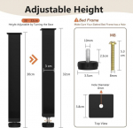 Remixori Voodi tugijalad, komplekt 4 tk, reguleeritava k&otilde;rgusega metallist voodiraami tugijalad, voodiraam, liistudega raami tugijalad, voodiraami jalad 4 libisemiskindla padja ja kruvikeerajaga (30&ndash;32 cm)