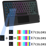 Klaviatuurikohver Lenovo Tab P12 12.7 tolli tahvelarvutile 2023: taustavalgustusega klaviatuur 3 tsooni 7 v&auml;rvi Lenovo Tab P12 12.7 tolli jaoks - prantsuse Azerty klaviatuur, juhtmevaba, eemaldatav