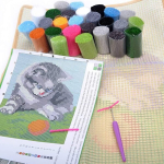 Igtops vaibakudumise komplekt, vaibakudumise komplekt padjaga, piisavalt villa, vaibakudumise komplekt, vaibakudumise komplekt, s&otilde;lmimine lastele ja t&auml;iskasvanutele, k&auml;sit&ouml;&ouml;kingitused, ristpistes loominguline (vaip, koer1)