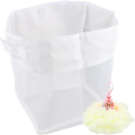 Vannim&auml;nguasjade hoiukott, vannim&auml;nguasjade riputatav hoiukott koos vannipalliga, seinale kinnitatav vannim&auml;nguasjade hoidja, vannim&auml;nguasjade hoiukoht, vannitoa m&auml;nguasjade hoiukoht (valge)