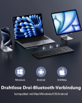 Omoton bluetooth kokkupandav klaviatuur, juhtmevaba mini klaviatuur 3 kanaliga windows/ios/android/mac jaoks, laetav kokkupandav t&auml;issuuruses klaviatuur numbritega, must