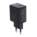Acefast GaN USB C t&uuml;&uuml;pi v&otilde;rgulaadija 30 W, PD, QC 3.0, AFC, FCP must (A21 must)
