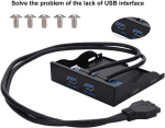 Ciciglow 3,5-tolline pesaga 2 pordiga jaotur, usb 3.0 koos kiirlaadimispordiga, 19 kontaktiga 2 pordiga usb 3.0 jaotur arvutile, usb-m&auml;lupulgad, kiire andmeedastus, sobib igale 3,5-tollisele disketipesale (must)