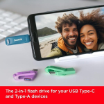 USB pulk Sandisk Ultra Dual Drive Go Usb Type-c m&auml;lupulk, 64 Gb (android nutitelefoni m&auml;luseade, Usb Type-c port, 150 Mb/s lugemiskiirus, saab kasutada v&otilde;tmehoidjana), Navagio Beach