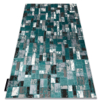 Moodne DE LUXE vaip 6768 geomeetriline - struktuurne roheline / antratsiit