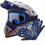 Mootorratas BMX, motokrossi kiiver + kaitseprillid Enduro kindad Quad BMX ATV M (57-58 cm)