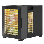 HOMCOM Deh&uuml;draator, 850 W, 40-70&deg;C temperatuuriregulaator, 48-tunnine taimer, 12 roostevabast terasest restiga kuivatusresti, must, Juoda