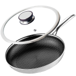 Professionaalne keraamiline pann Kanso 28 cm kaanega Honeycomb Induktsioonile Gaasile Roostevaba teras