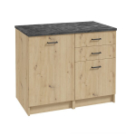 K&ouml;&ouml;gikappide komplekt | 100 x 60 cm | Artisan tamm | 2 sahtlit | Must betoont&ouml;&ouml;plaat