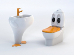 Laste komplekt CREAVIT DUCKY: WC-pott kollase istmega, valamu segistiga, valge