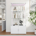Vitriinkapp, 79x35x166 cm, LED-valgusribaga, valge