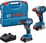 Akut&ouml;&ouml;riistade komplekt Bosch Combo GDX 18V-285 + GSR 185-LI, akuga