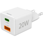 Hama 00201991 USB laadija 20 W 1x USB-C&reg;, 1x USB-A Power Delivery, QC 3.0 valge kiirlaadija sees