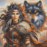 Ristpiste komplekt "S&otilde;dalane ja hunt"﻿ 31.75 x 31.75 cm AVA-P076