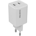 S&uuml;learvuti laadija CANYON laadija CU45CC GaN 45W 2xPD EL valge, CANYON charger CU45CC GaN 45W 2xPD EU White CNS-CUW45CC