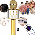 Happy people andy mikrofon koos k&otilde;lariga, mis salvestab ja muudab h&auml;&auml;lt, kuldne