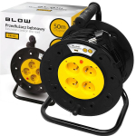 Pikendusjuhe BLOW 50 m, 3x2,5 mm&sup2;, 4 pistikupesa, poolil, k&auml;epidemega