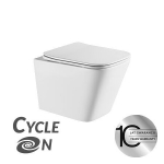 Seinale riputatud tualett Laveo Kvadrato CycleOn 2.0 Rimless saeglaselt langeva kaanega