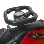 Laste elektriline kardis&otilde;iduk 12 V 3-8 km/h driftikart driftirežiimiga, aeglase k&auml;ivitusega, kardis&otilde;iduk tulede ja muusikaga, turvav&ouml;&ouml;ga laste s&otilde;iduk 8-12-aastastele lastele punane, Raudona