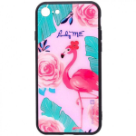 Evelatus iPhone 7/8/SE 2020 pildiga klaasist &uuml;mbris Flamingo Party