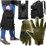 Taktikalised s&otilde;jav&auml;ekindad, suurus L, khaki, meestele/teismelistele + must seljakott 35l