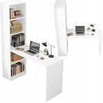 Rebiko modernne valge arvuti noorte laud riiulitega, loft stiilis, 125 cm