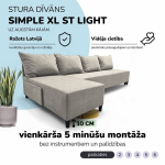 Suur nurgadiivan ilma k&auml;etugedeta Simple XL St Light Helehall