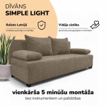 Kahe kohaline lahtik&auml;iv diivan Simple Light ilma k&auml;etugedeta, Podrez, beež