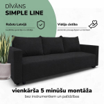 Klassikaline diivanvoodi Simple Line pesukastiga, Podrez, Grafiit