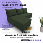 Nurgadiivan-voodi Simple X St Light, Podrez, t&uuml;rkiis-roheline