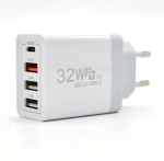 Kiirlaadija 4-pordiga seinale kinnitatav laadija PD 32W, valge, NewPRO